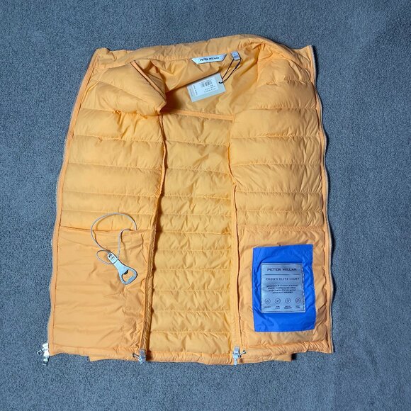 Peter Millar Crown Elite Light Golf Puffer Vest Orange Men's Large MSRP $200 - Picture 3 of 9
